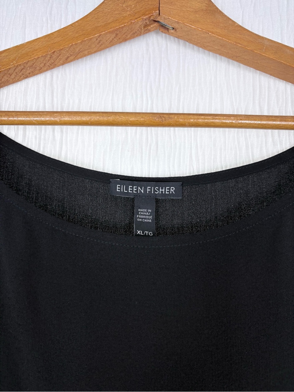 Eileen Fisher Silk Black Tunic Top, High Low Hem, Size XL 14 16 - Picture 7 of 12